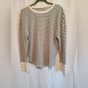 Sonoma Striped Grey and White Long Sleeve Top Size Xxl.
